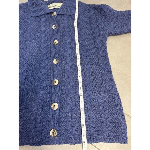 Aran Crafts Cardigan Sweater Small Marino Wool Cable Knit‎ Fisherman Button Up - Picture 8 of 8
